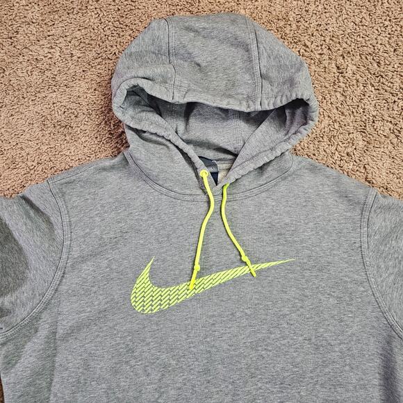 Nike Pullover Hoodie Mens Medium Grey Center Swoosh Sweatshirt Cotton Polyester - Picture 4 of 13